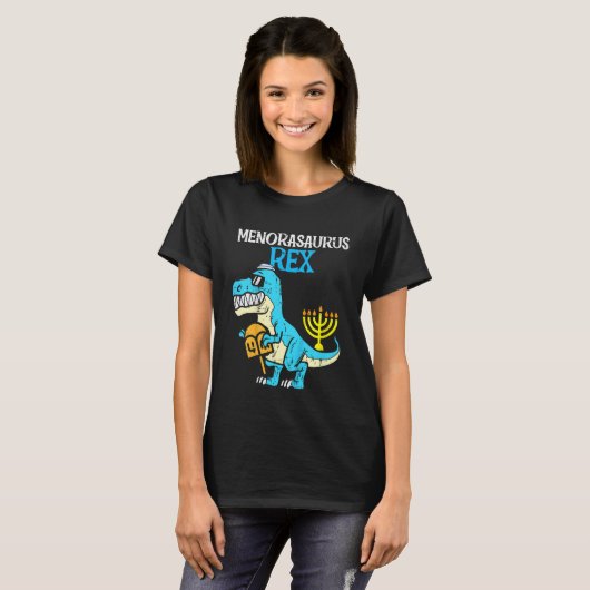 Kinder Menorasaurus Rex Jew Dino Trex Kleinkind Bo T-Shirt (Vorne ganz)
