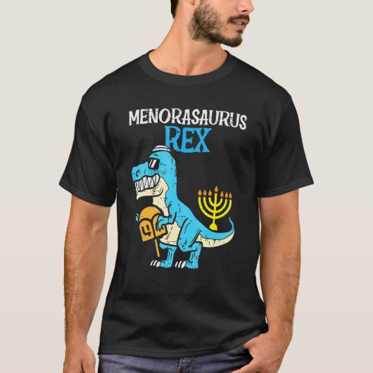 Kinder Menorasaurus Rex Jew Dino Trex Kleinkind Bo T-Shirt (Vorderseite)