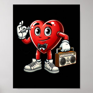 Kinder Mens Retro 80er 90er Disco Tanz Herzschlag Poster