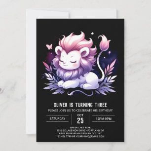 Kinder Minimalistisch Lion Birthday Einladung