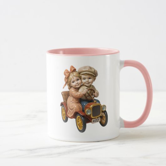 Kinder mit altem Auto zurück. Tasse (Rechts)