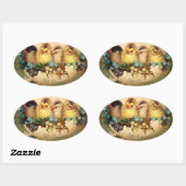 KINDER MIT BLAU WEISSEN BLUME IM OSTEREI OVALER AUFKLEBER (Blatt)