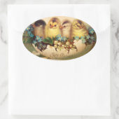 KINDER MIT BLAU WEISSEN BLUME IM OSTEREI OVALER AUFKLEBER (Tasche)