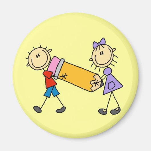 Kinder mit Bleistift Magnet (Vorne)