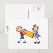 Kinder mit Bleistift Postkarte (Vorne/Hinten)