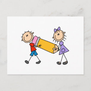 Kinder mit Bleistift Postkarte