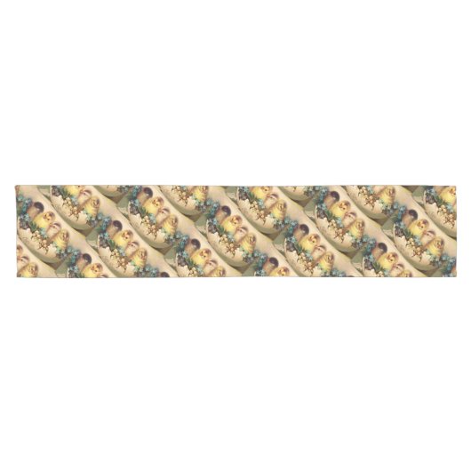 KINDER MIT BLUME IM OSTEREI KURZER TISCHLÄUFER (Horizontal)