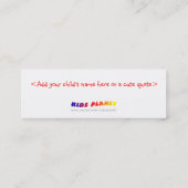 Kinder mit Buch - Lesezeichen für jeder! Telefonnummerkarte (Rückseite)