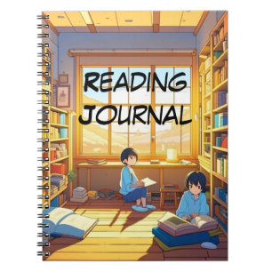 Kinder mit Büchern lesen Zeitschrift Anime style Notizblock