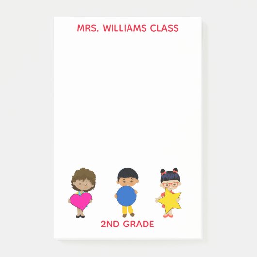 Kinder mit bunten Formen Post-it Klebezettel (Vorderseite)