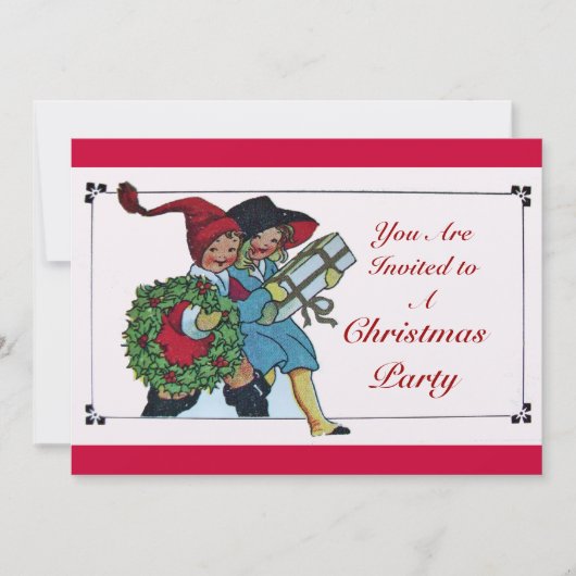 KINDER MIT CHRISTMAS GIFTS Champagner Metallic Einladung (Vorderseite)