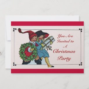 KINDER MIT CHRISTMAS GIFTS Champagner Metallic Einladung