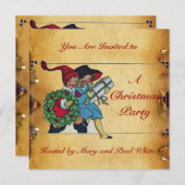 KINDER MIT CHRISTMAS GIFTS Champagner metallisch Einladung (Vorne/Hinten)