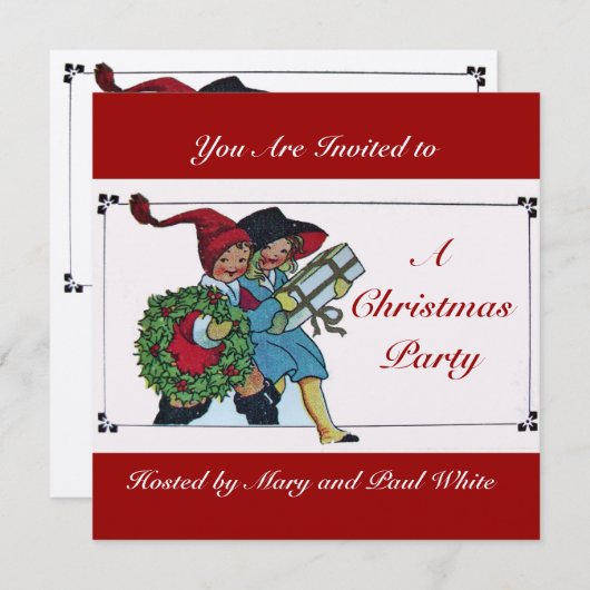 KINDER MIT CHRISTMAS GIFTS EINLADUNG (Vorne/Hinten)