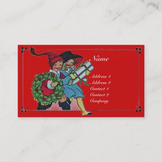 KINDER MIT CHRISTMAS GIFTS VISITENKARTE (Vorderseite)