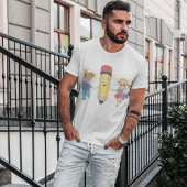 Kinder mit einem lächelnden Stift zurück zur Schul T-Shirt