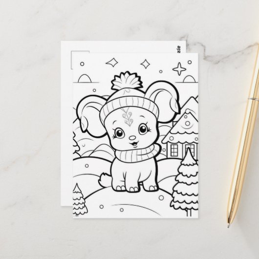 Kinder mit festem Hund färben sich Postkarte (Vorderseite/Rückseite Beispiel)