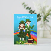 Kinder mit grünen Saint Patrick's Day Outfits Postkarte (Stehend Vorderseite)