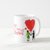 Kinder mit Händen und herzförmigen Ballons Kaffeetasse (VorderseiteRechts)
