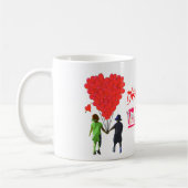 Kinder mit Händen und herzförmigen Ballons Kaffeetasse (Links)