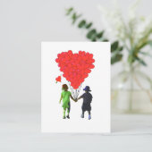 Kinder mit Händen und herzförmigen Ballons Postkarte (Stehend Vorderseite)