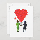 Kinder mit Händen und herzförmigen Ballons Postkarte (Vorne/Hinten)