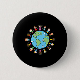 Kinder mit Hands Earth Day 2025 Lehrerjungen Button