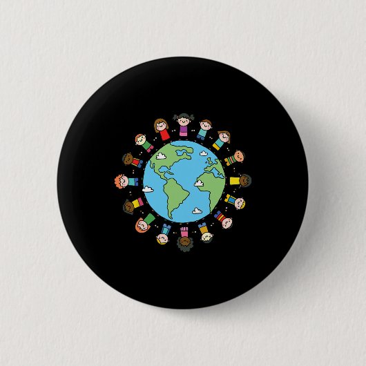 Kinder mit Hands Earth Day 2025 Lehrerjungen Button (Vorderseite)