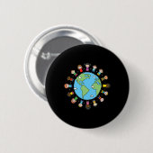 Kinder mit Hands Earth Day 2025 Lehrerjungen Button (Vorne & Hinten)