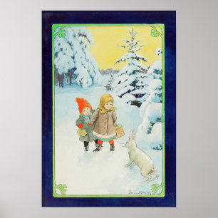 Kinder mit Hausgemacht im Winter - Weihnachten Poster