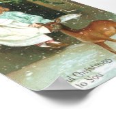 Kinder mit Hirsch zu Weihnachten Poster (Ecke)