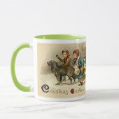 Kinder mit Hund an Weihnachten Tasse (Links)