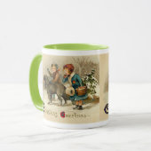 Kinder mit Hund an Weihnachten Tasse (Vorderseite Links)
