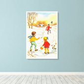 Kinder mit Hund Leinwanddruck (Insitu (Holzboden))