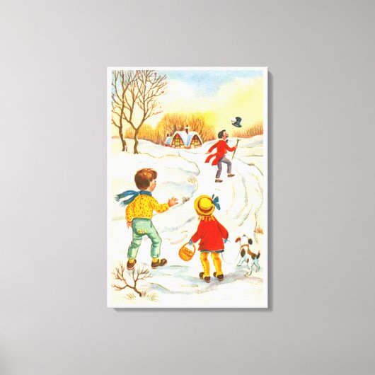 Kinder mit Hund Leinwanddruck (Vorderseite)