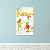 Kinder mit Hund Leinwanddruck (Insitu (Holzboden))