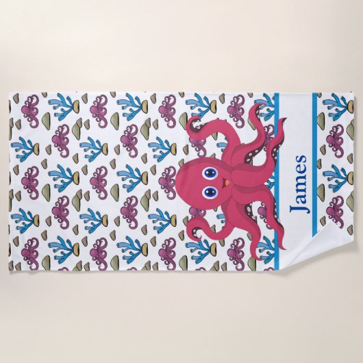 Kinder mit individueller Krake Strandtuch (Vorderseite)
