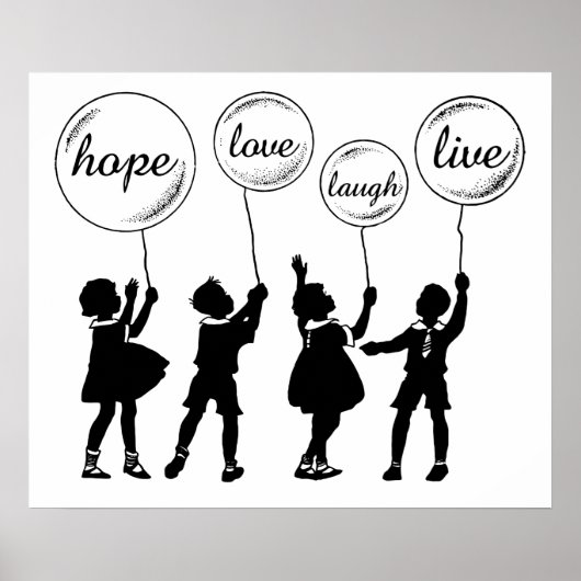 Kinder mit inspirierender Silhouette Poster (Vorne)