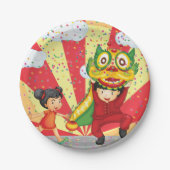 Kinder mit lustigen Tellern Pappteller (Vorderseite)