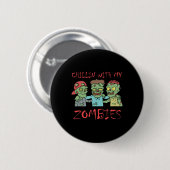 Kinder mit meinem Zombies Spaß Halloween Button (Vorne & Hinten)