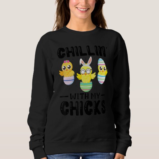 Kinder mit meinen Chicks Ostertag Sweatshirt (Vorderseite)