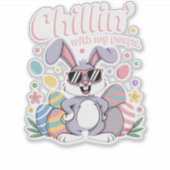 Kinder mit meinen Pieps Cool Osterhase Aufkleber (Vorderseite)