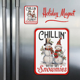 Kinder mit meinen Schneemännern Niedlicher Winters Magnet