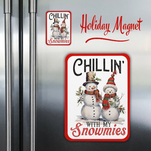 Kinder mit meinen Schneemännern Niedlicher Winters Magnet