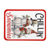 Kinder mit meinen Schneemännern Niedlicher Winters Magnet (Horizontal)