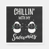 Kinder mit meinen Schneemännern Serviette (Vorderseite)