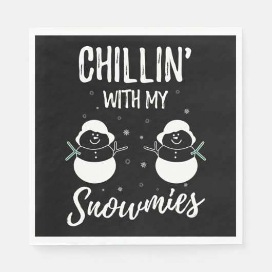 Kinder mit meinen Schneemännern Serviette (Vorderseite)