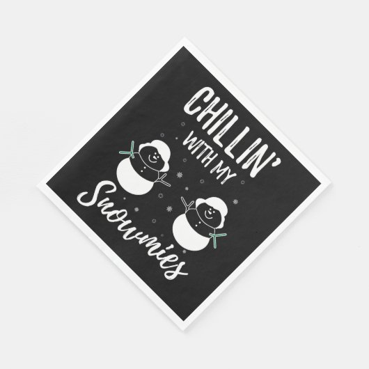 Kinder mit meinen Schneemännern Serviette (Ecke)