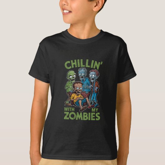 Kinder mit meinen Zombien Halloween Jungen Kinder T-Shirt (Vorderseite)