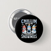 Kinder mit meiner Vorschulschneezeit Weihnachtsges Button (Vorne & Hinten)